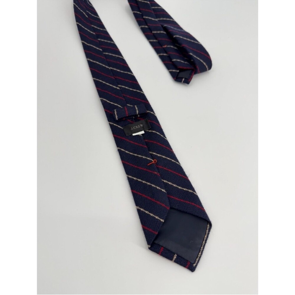 J.Crew Wool Silk Stripe Tie in Atlantic Navy | One Size - Picture 4 of 6